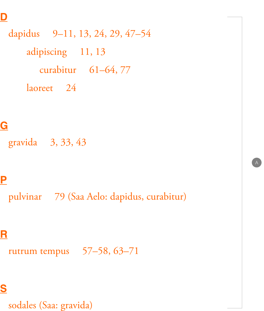 Examples of the Index and Index Entry text styles